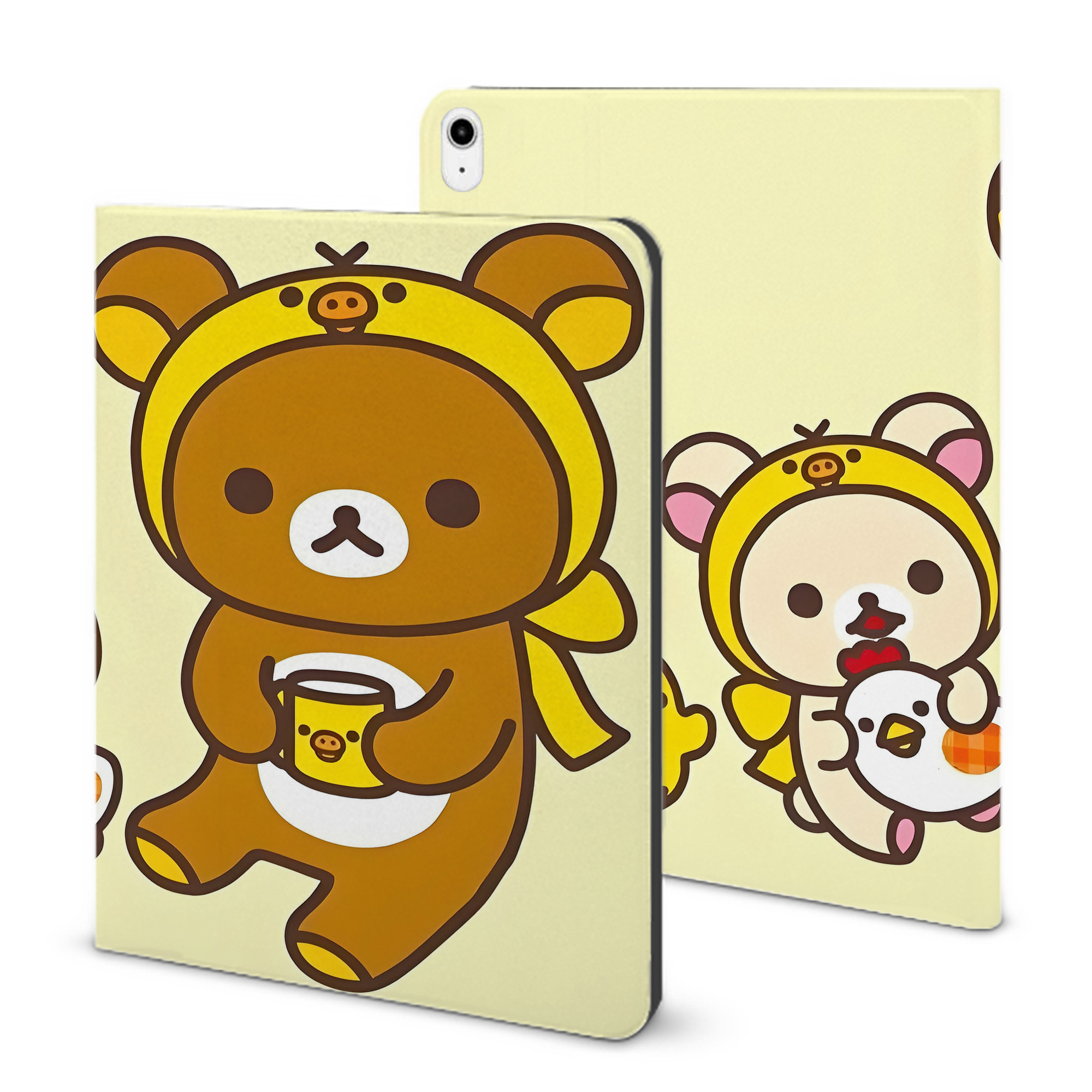 （画像用） リラックマ リラックマ キイロイトリ Rilakkuma Korilakkuma Kiiroitori IPadケース ペンホルダー付き ブックスタイルデザイン